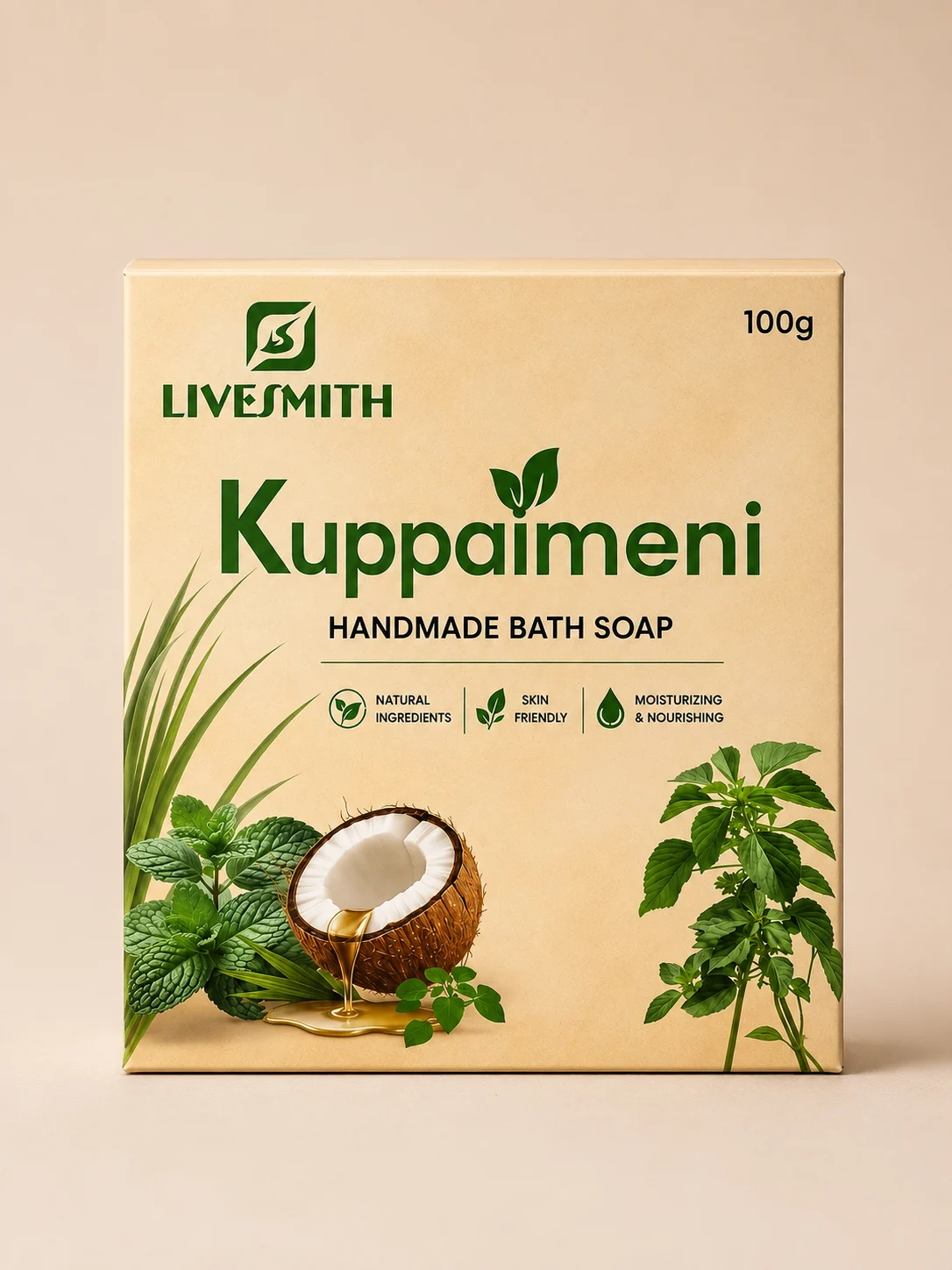 livesmith kuppaimeni handmade bath soap 100g