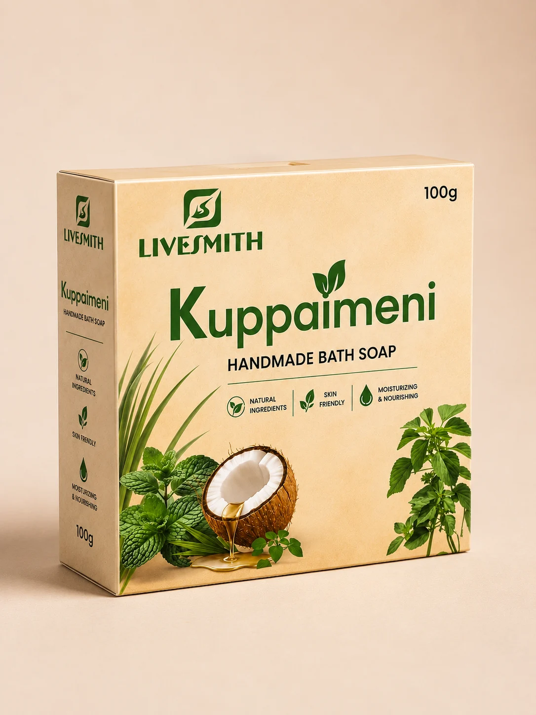 livesmith kuppaimeni handmade bath soap 100g
