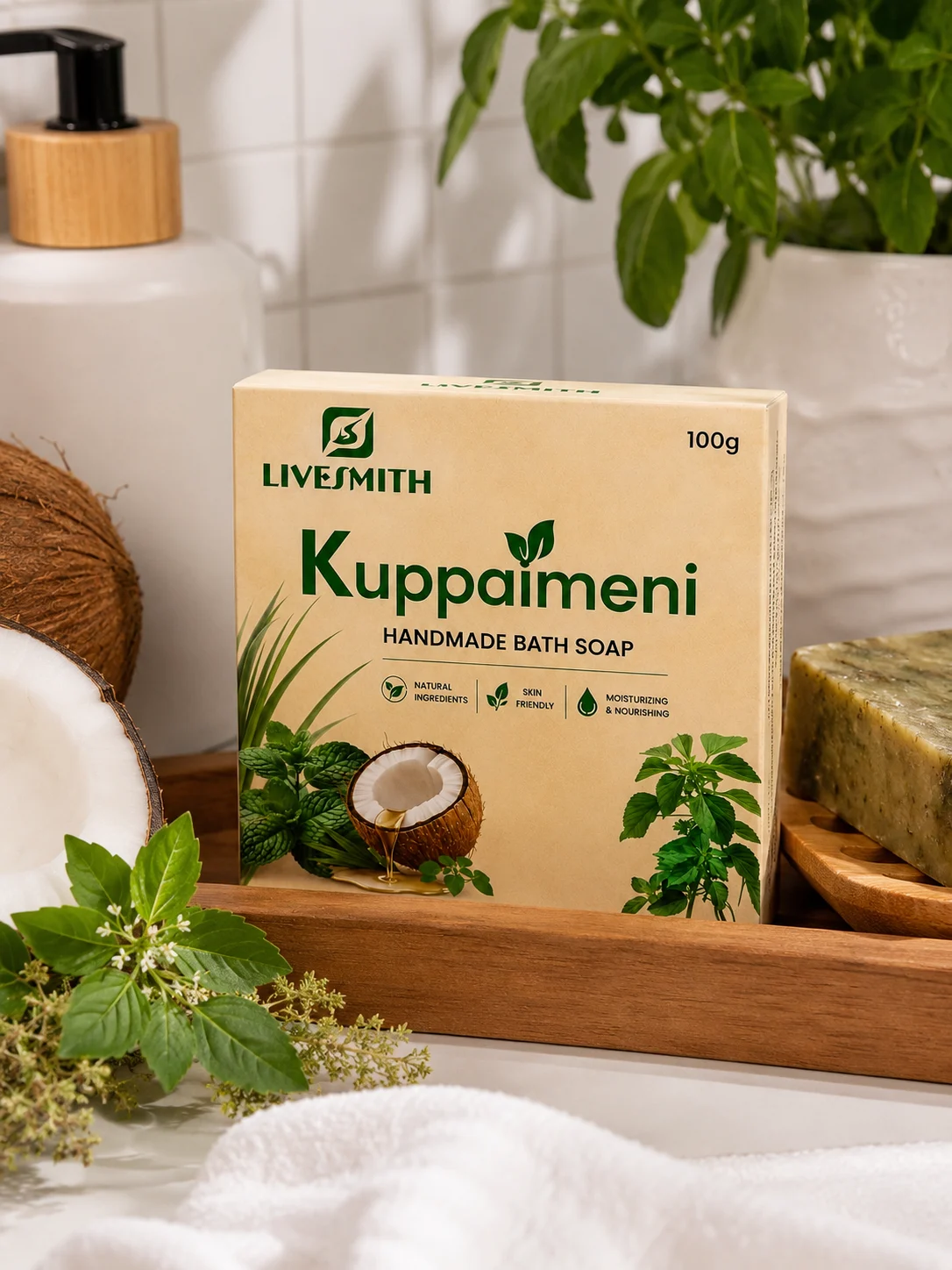 livesmith kuppaimeni handmade bath soap 100g