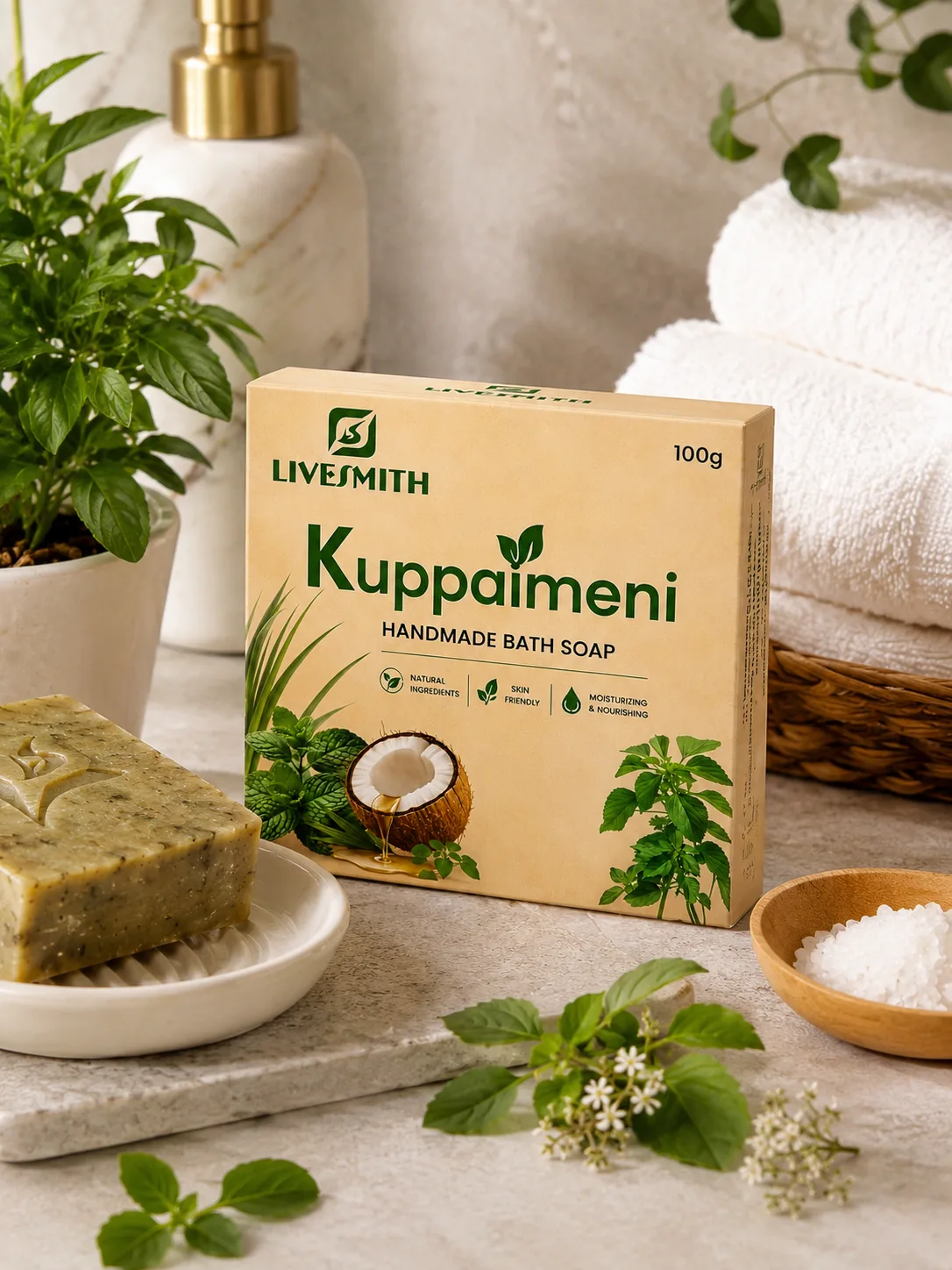 livesmith kuppaimeni handmade bath soap 100g