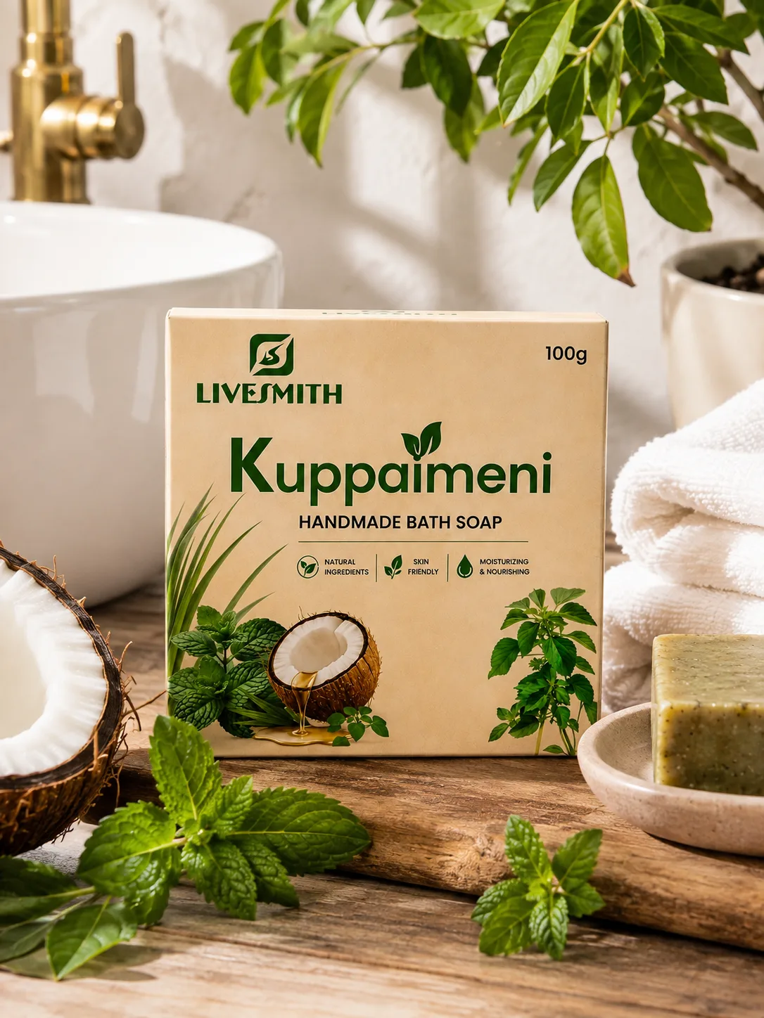 livesmith kuppaimeni handmade bath soap 100g