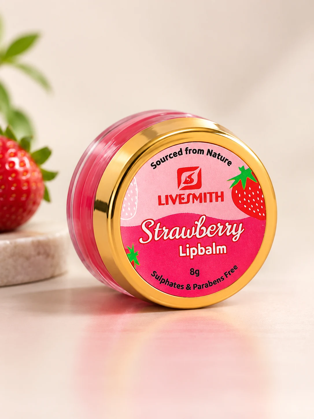 livesmith strawberry lip balm 8g