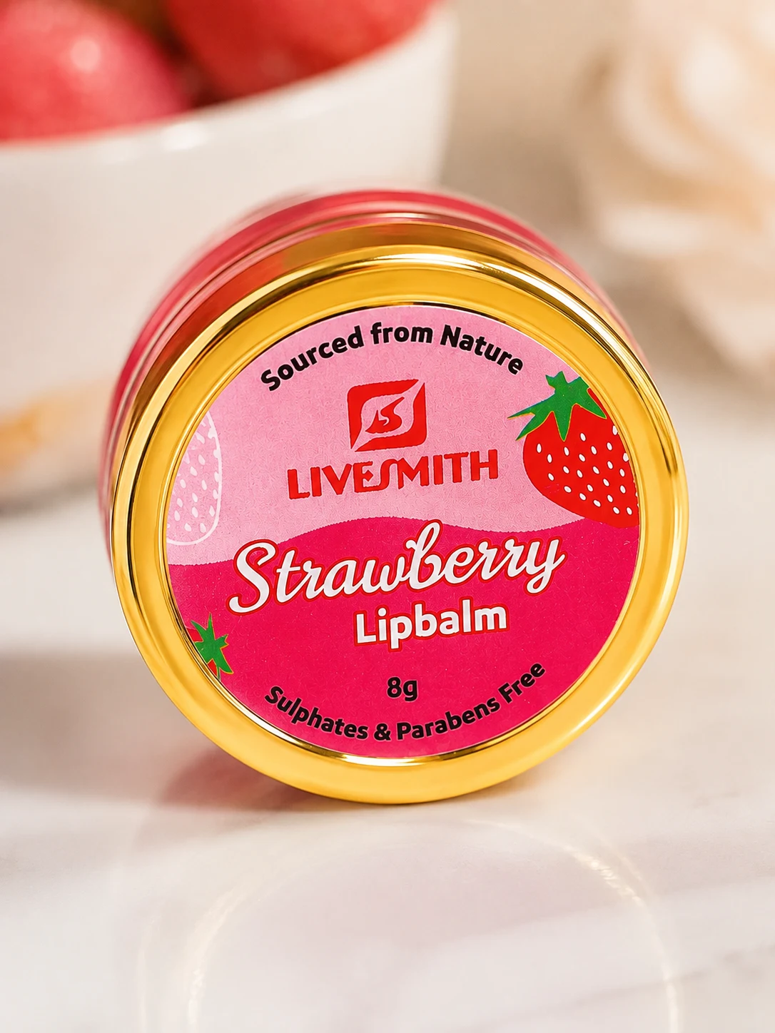 livesmith strawberry lip balm 8g