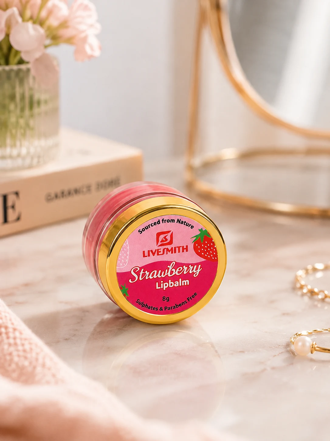 livesmith strawberry lip balm 8g