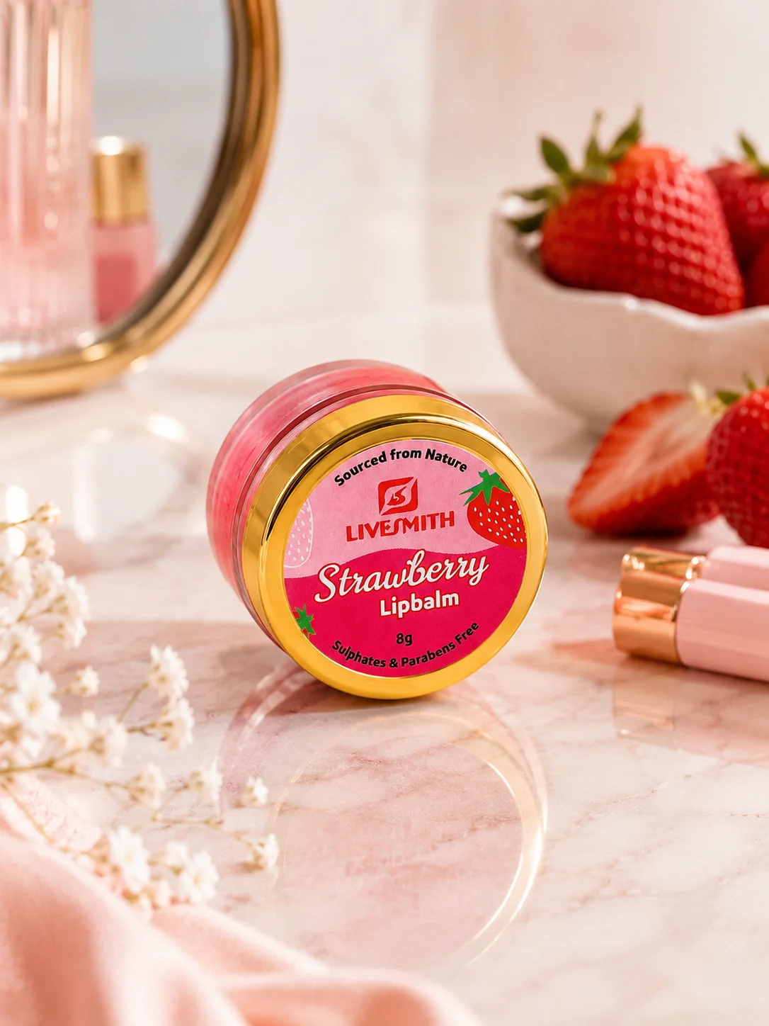 livesmith strawberry lip balm 8g