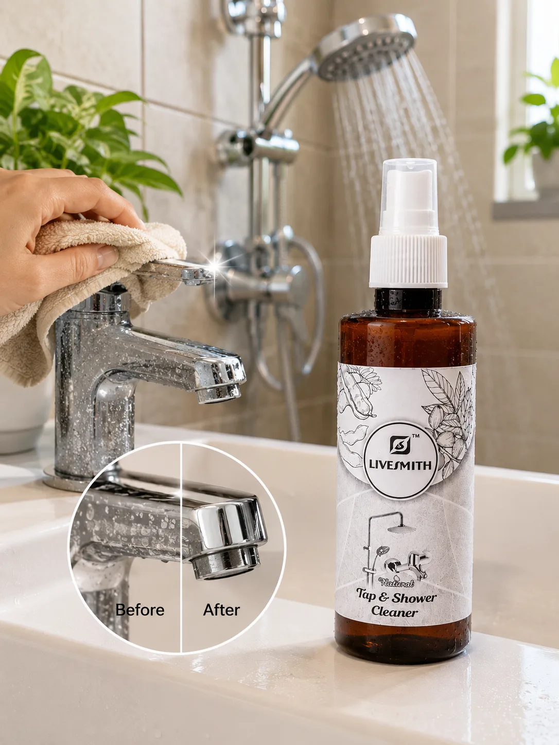 livesmith natural tap & shower cleaner 200 ml